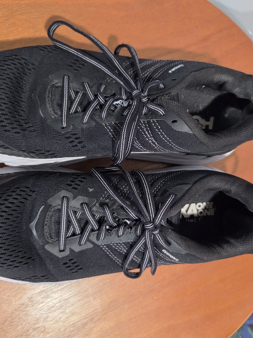 Hoka One One Black and White Women's Athletic Running Shoes